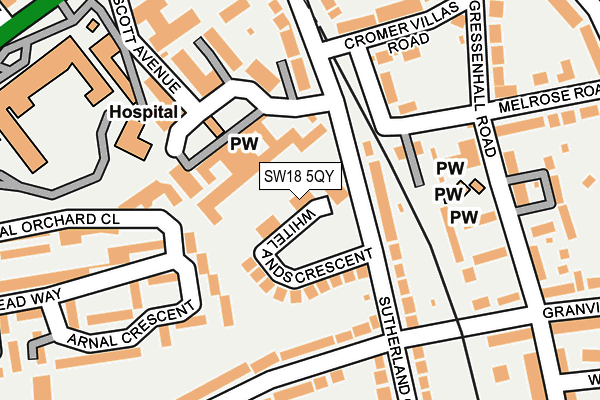 SW18 5QY map - OS OpenMap – Local (Ordnance Survey) SW18 5QY map - OS OpenMap – Local (Ordnance Survey)