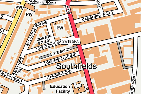 SW18 5RA map - OS OpenMap – Local (Ordnance Survey) SW18 5RA map - OS OpenMap – Local (Ordnance Survey)