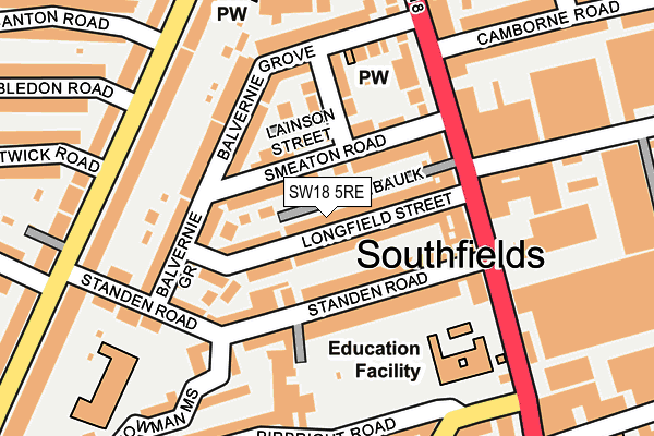 SW18 5RE map - OS OpenMap – Local (Ordnance Survey) SW18 5RE map - OS OpenMap – Local (Ordnance Survey)