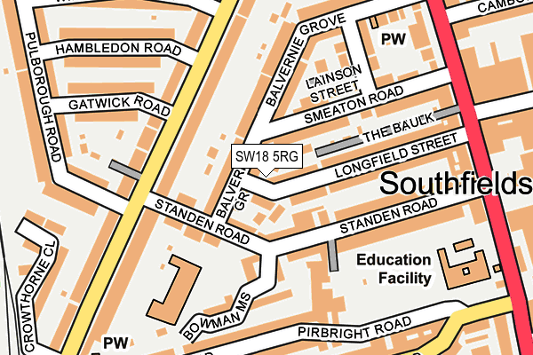 SW18 5RG map - OS OpenMap – Local (Ordnance Survey) SW18 5RG map - OS OpenMap – Local (Ordnance Survey)