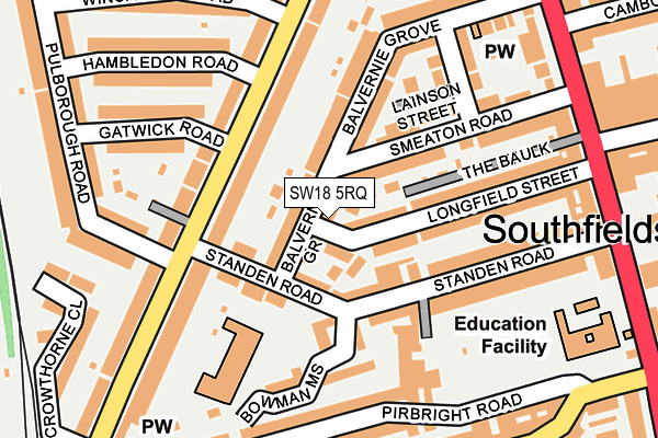 SW18 5RQ map - OS OpenMap – Local (Ordnance Survey) SW18 5RQ map - OS OpenMap – Local (Ordnance Survey)