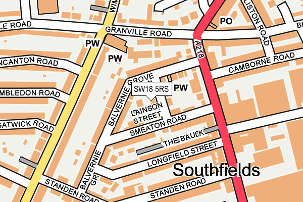 SW18 5RS map - OS OpenMap – Local (Ordnance Survey) SW18 5RS map - OS OpenMap – Local (Ordnance Survey)