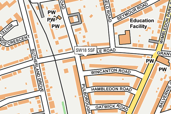 SW18 5SF map - OS OpenMap – Local (Ordnance Survey) SW18 5SF map - OS OpenMap – Local (Ordnance Survey)