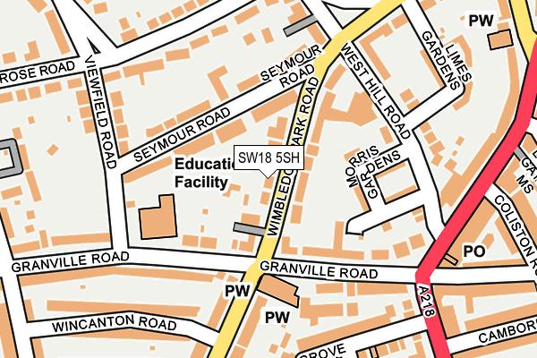 SW18 5SH map - OS OpenMap – Local (Ordnance Survey) SW18 5SH map - OS OpenMap – Local (Ordnance Survey)
