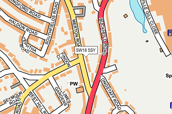 SW18 5SY map - OS OpenMap – Local (Ordnance Survey) SW18 5SY map - OS OpenMap – Local (Ordnance Survey)
