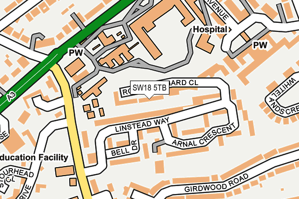 SW18 5TB map - OS OpenMap – Local (Ordnance Survey) SW18 5TB map - OS OpenMap – Local (Ordnance Survey)
