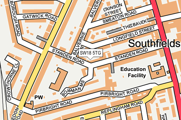 SW18 5TG map - OS OpenMap – Local (Ordnance Survey) SW18 5TG map - OS OpenMap – Local (Ordnance Survey)