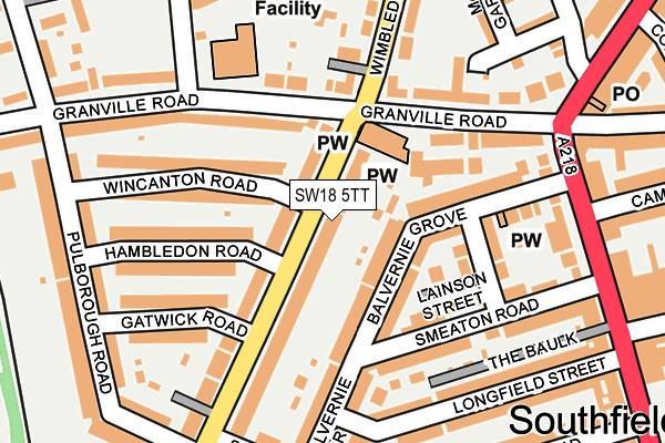 SW18 5TT map - OS OpenMap – Local (Ordnance Survey) SW18 5TT map - OS OpenMap – Local (Ordnance Survey)