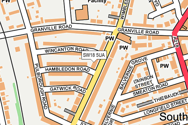 SW18 5UA map - OS OpenMap – Local (Ordnance Survey) SW18 5UA map - OS OpenMap – Local (Ordnance Survey)