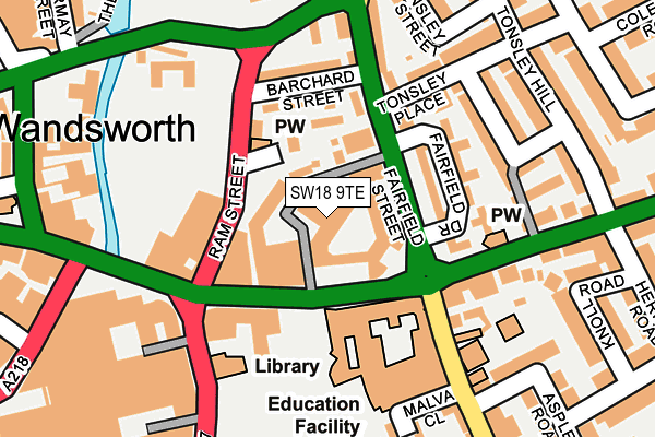 SW18 9TE map - OS OpenMap – Local (Ordnance Survey)