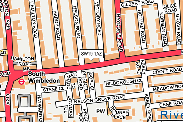 SW19 1AZ map - OS OpenMap – Local (Ordnance Survey)