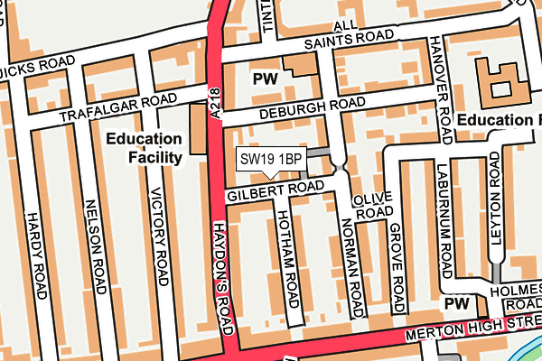 SW19 1BP map - OS OpenMap – Local (Ordnance Survey)