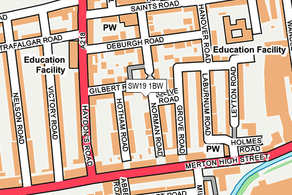 SW19 1BW map - OS OpenMap – Local (Ordnance Survey)
