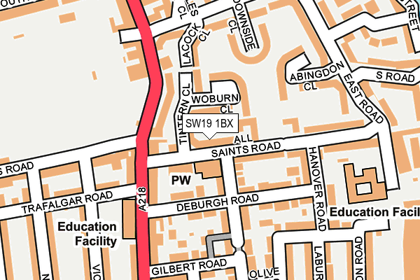 SW19 1BX map - OS OpenMap – Local (Ordnance Survey) SW19 1BX map - OS OpenMap – Local (Ordnance Survey)