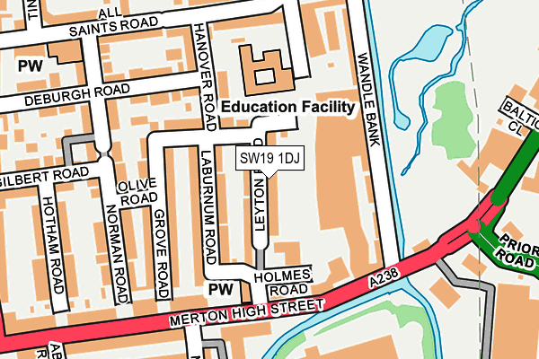 SW19 1DJ map - OS OpenMap – Local (Ordnance Survey)