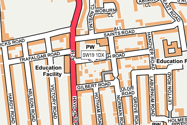SW19 1DX map - OS OpenMap – Local (Ordnance Survey)