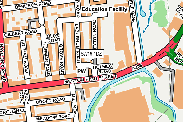 SW19 1DZ map - OS OpenMap – Local (Ordnance Survey) SW19 1DZ map - OS OpenMap – Local (Ordnance Survey)