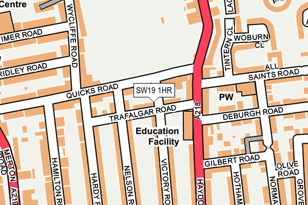 SW19 1HR map - OS OpenMap – Local (Ordnance Survey)