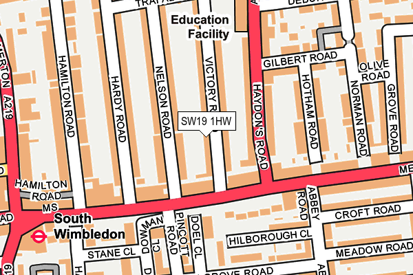SW19 1HW map - OS OpenMap – Local (Ordnance Survey)