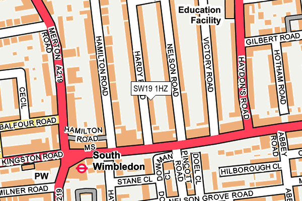 SW19 1HZ map - OS OpenMap – Local (Ordnance Survey)