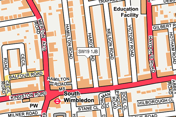 SW19 1JB map - OS OpenMap – Local (Ordnance Survey)