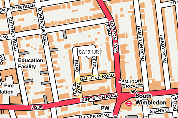 SW19 1JR map - OS OpenMap – Local (Ordnance Survey) SW19 1JR map - OS OpenMap – Local (Ordnance Survey)