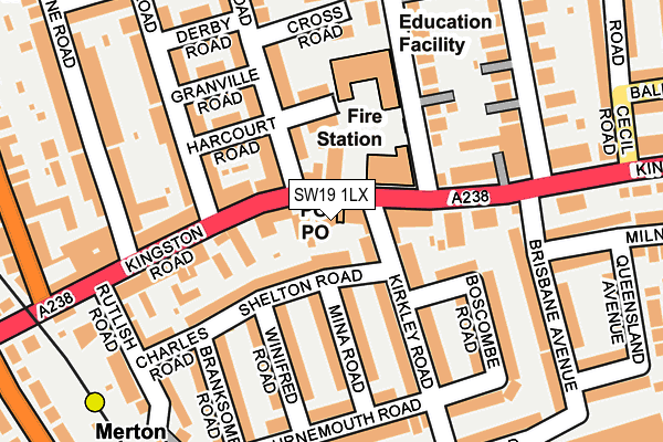 SW19 1LX map - OS OpenMap – Local (Ordnance Survey)