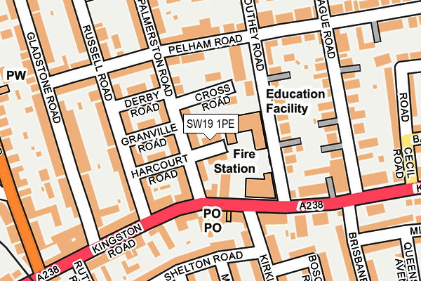 SW19 1PE map - OS OpenMap – Local (Ordnance Survey)