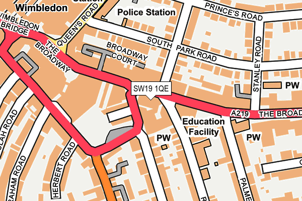 SW19 1QE map - OS OpenMap – Local (Ordnance Survey)