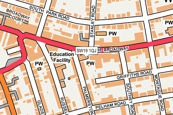SW19 1QJ map - OS OpenMap – Local (Ordnance Survey)