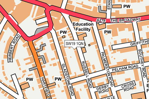 SW19 1QN map - OS OpenMap – Local (Ordnance Survey) SW19 1QN map - OS OpenMap – Local (Ordnance Survey)