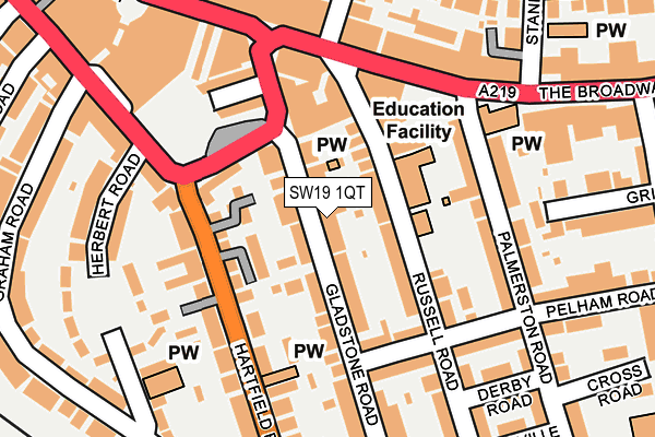 SW19 1QT map - OS OpenMap – Local (Ordnance Survey)