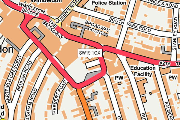 SW19 1QX map - OS OpenMap – Local (Ordnance Survey)