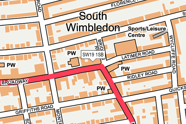 SW19 1SB map - OS OpenMap – Local (Ordnance Survey)