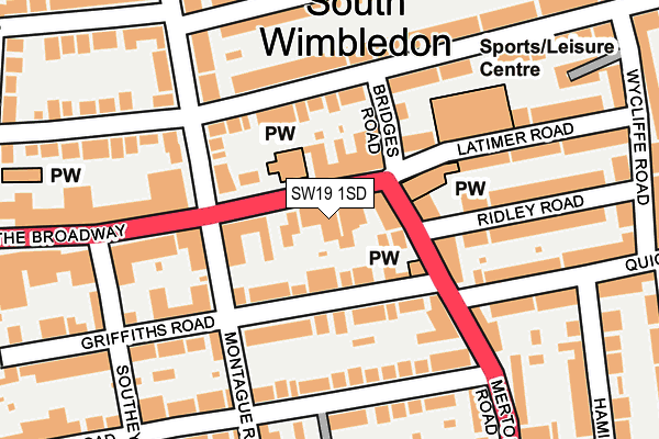 SW19 1SD map - OS OpenMap – Local (Ordnance Survey)