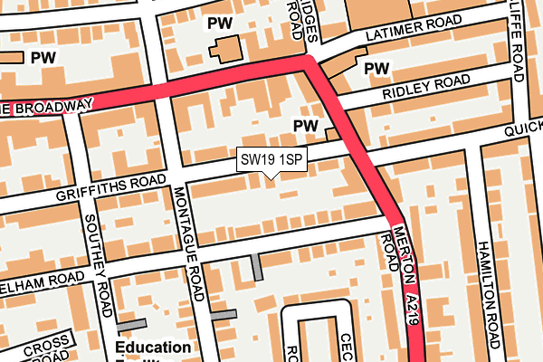 SW19 1SP map - OS OpenMap – Local (Ordnance Survey)