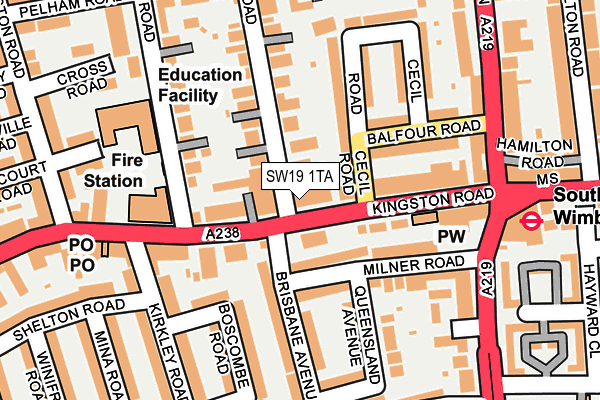 SW19 1TA map - OS OpenMap – Local (Ordnance Survey)