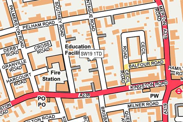 SW19 1TD map - OS OpenMap – Local (Ordnance Survey) SW19 1TD map - OS OpenMap – Local (Ordnance Survey)