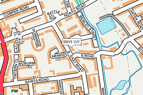 SW19 1UY map - OS OpenMap – Local (Ordnance Survey) SW19 1UY map - OS OpenMap – Local (Ordnance Survey)