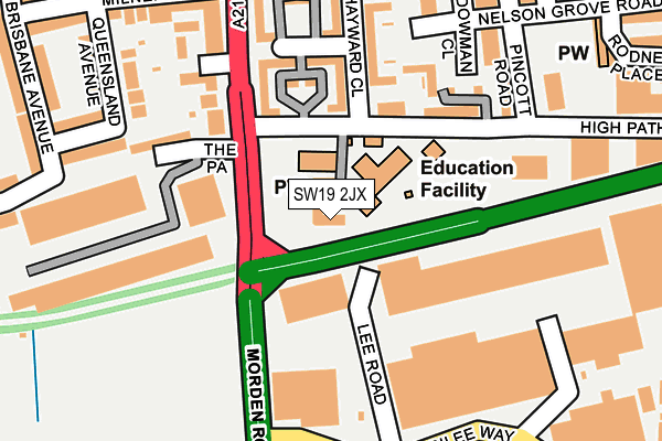 SW19 2JX map - OS OpenMap – Local (Ordnance Survey) SW19 2JX map - OS OpenMap – Local (Ordnance Survey)
