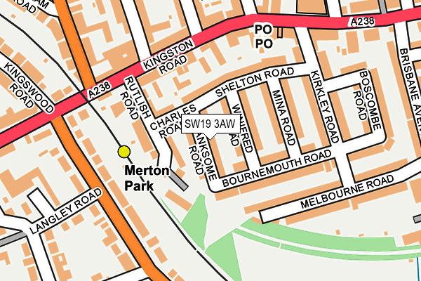 SW19 3AW map - OS OpenMap – Local (Ordnance Survey) SW19 3AW map - OS OpenMap – Local (Ordnance Survey)
