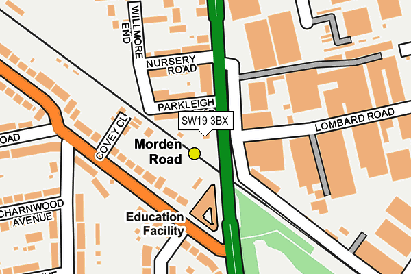 SW19 3BX map - OS OpenMap – Local (Ordnance Survey) SW19 3BX map - OS OpenMap – Local (Ordnance Survey)