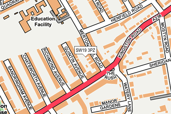 SW19 3PZ map - OS OpenMap – Local (Ordnance Survey)