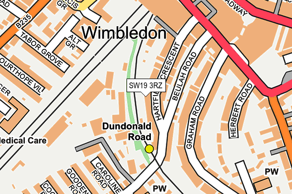 SW19 3RZ map - OS OpenMap – Local (Ordnance Survey)