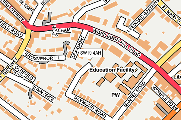 SW19 4AH map - OS OpenMap – Local (Ordnance Survey) SW19 4AH map - OS OpenMap – Local (Ordnance Survey)