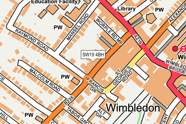 SW19 4BH map - OS OpenMap – Local (Ordnance Survey) SW19 4BH map - OS OpenMap – Local (Ordnance Survey)