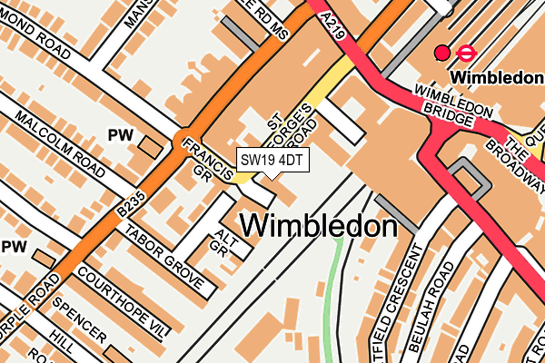 SW19 4DT map - OS OpenMap – Local (Ordnance Survey)