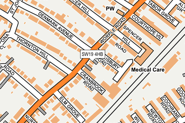 SW19 4HB map - OS OpenMap – Local (Ordnance Survey) SW19 4HB map - OS OpenMap – Local (Ordnance Survey)