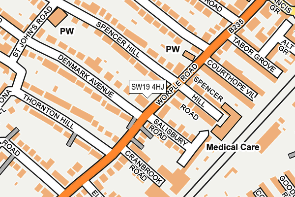 SW19 4HJ map - OS OpenMap – Local (Ordnance Survey) SW19 4HJ map - OS OpenMap – Local (Ordnance Survey)