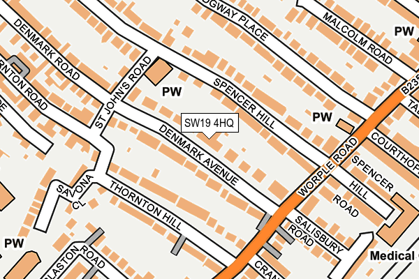 SW19 4HQ map - OS OpenMap – Local (Ordnance Survey) SW19 4HQ map - OS OpenMap – Local (Ordnance Survey)